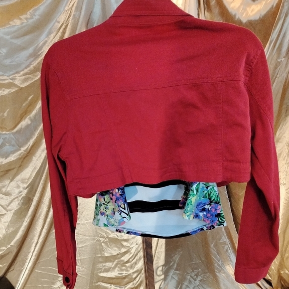 Red Jean Jacket With Under Peice - Picture 7 of 8